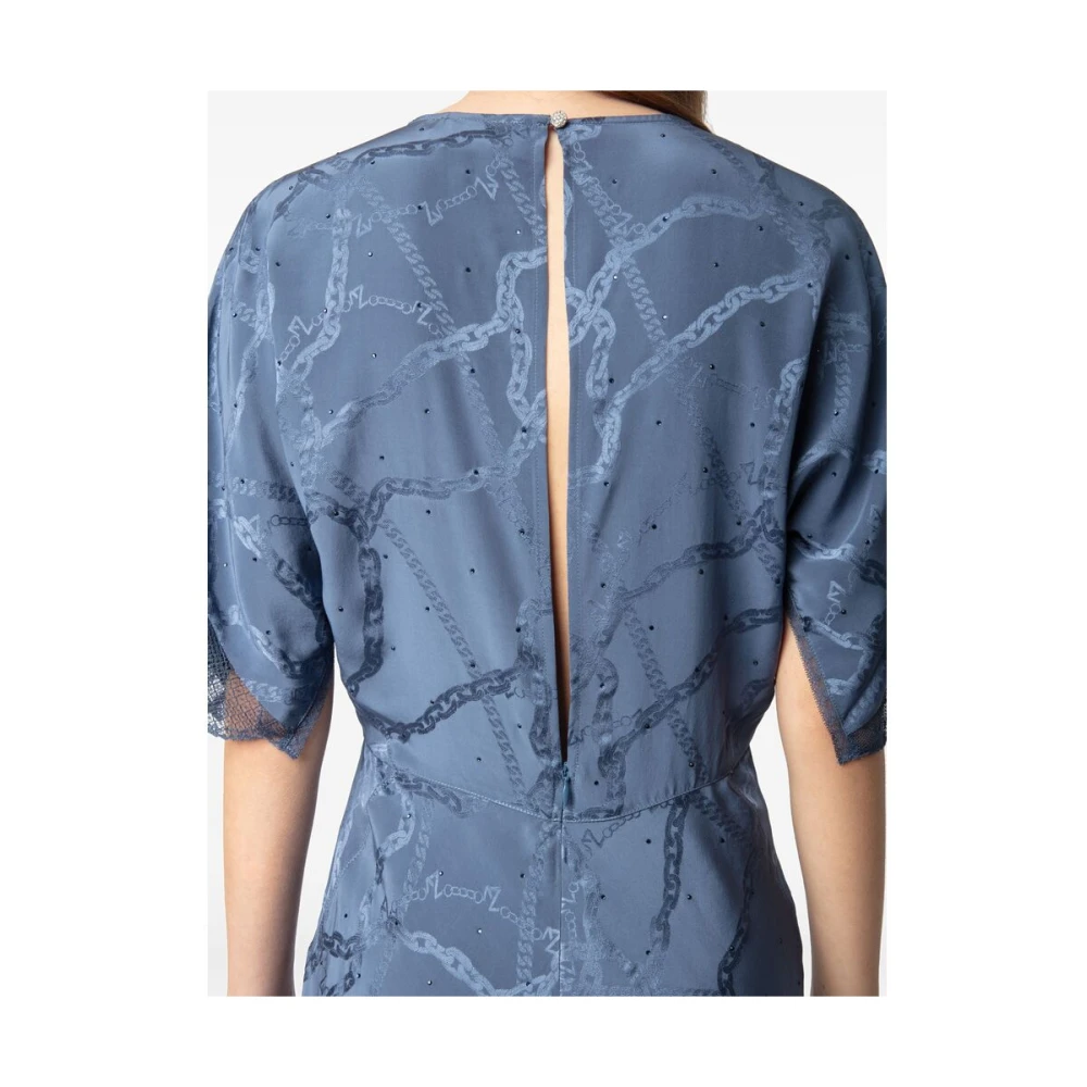 Zadig & Voltaire Navy Blue Rhinestone Chain-link Jurk Blue Dames