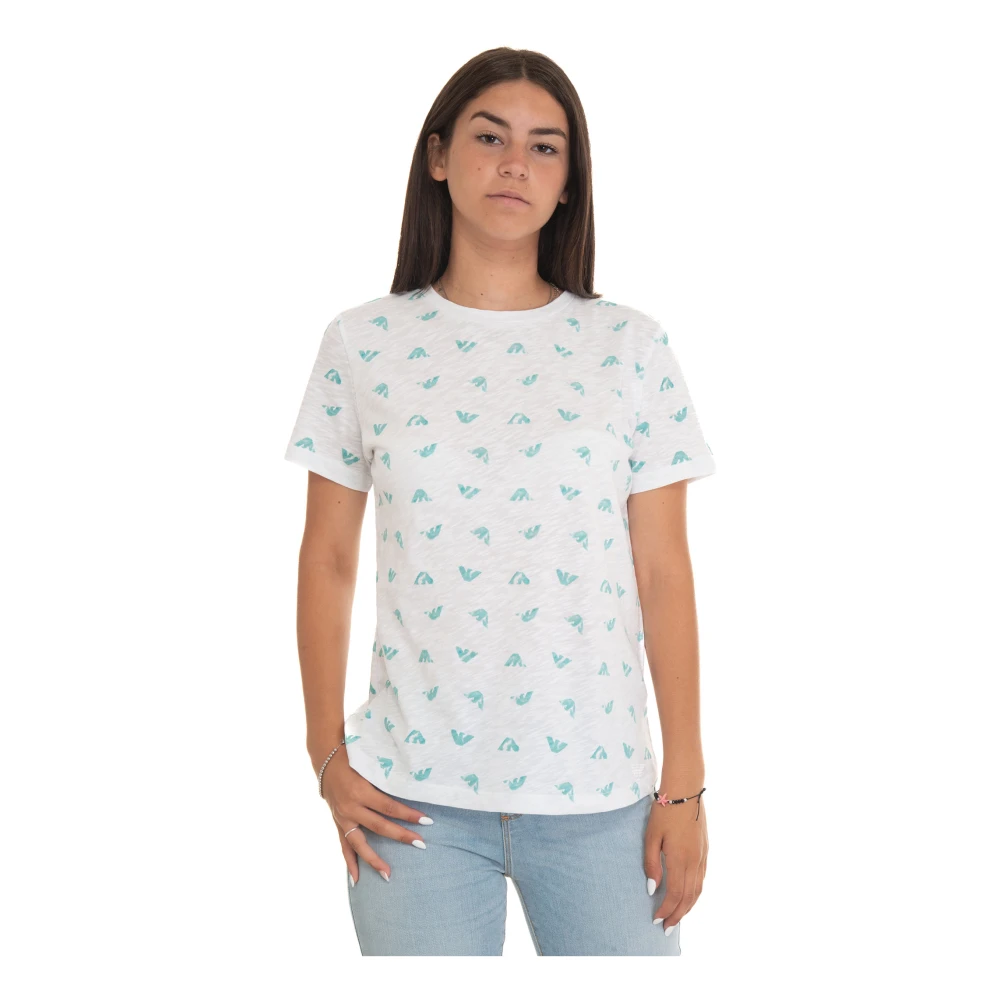 Emporio Armani Logo Print Slim Fit Katoenen T-shirt Multicolor Dames