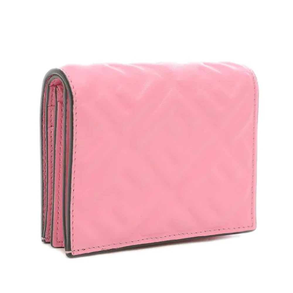 Fendi Vintage Tweedehands Roze Leren Portemonnee Pink Dames