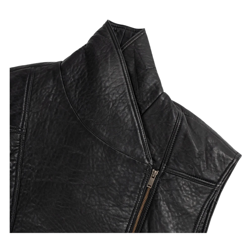 Gestuz Zwarte Vest met Rits en Zakken Black Dames