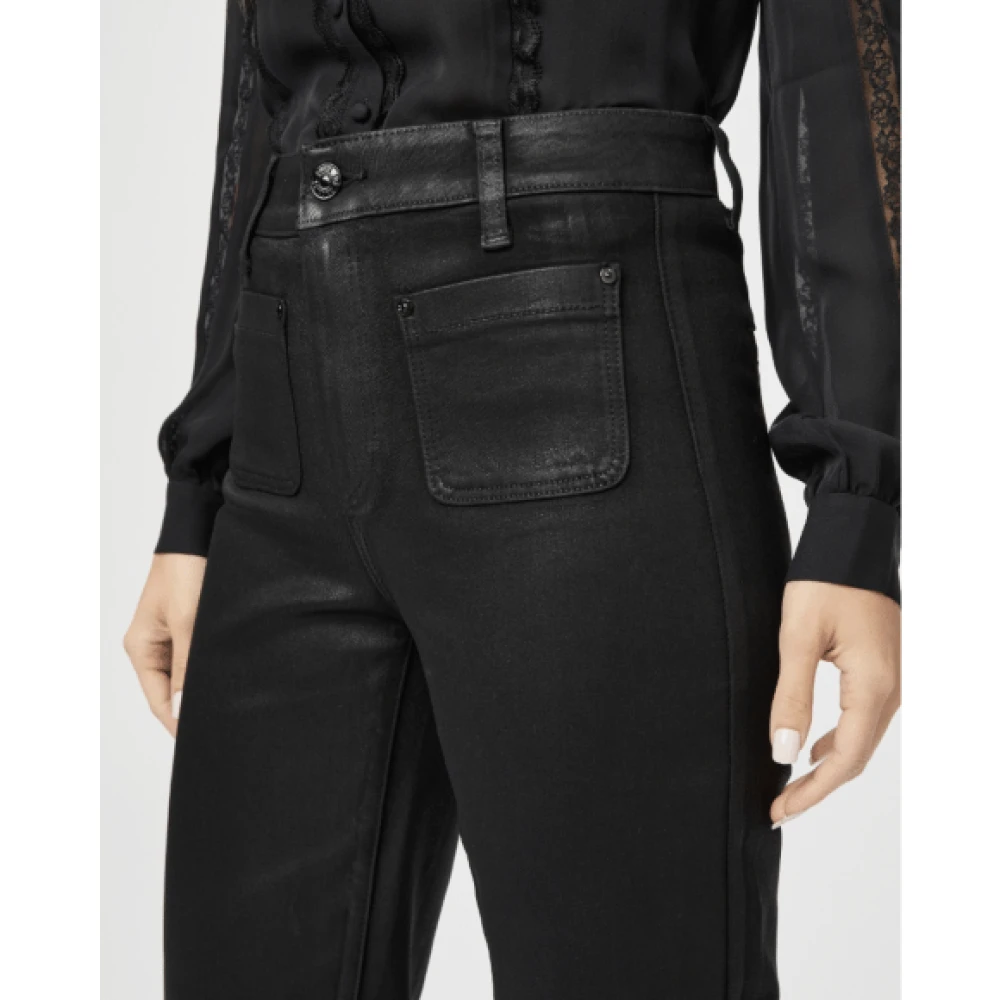Paige Wijde cropped jeans Zwart Luxe Coating Black Dames