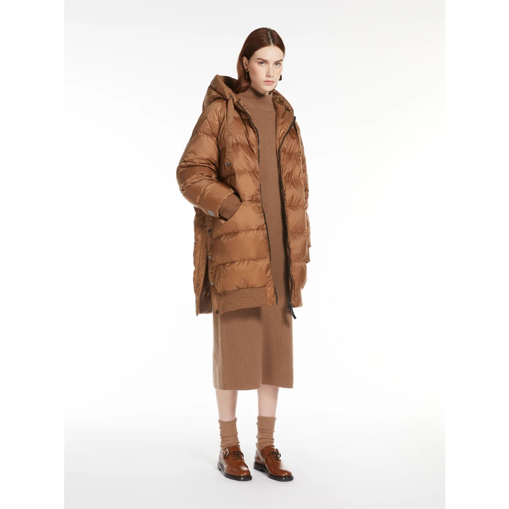 Max Mara Bruine Wol Kasjmier Midi Jurk Brown Dames