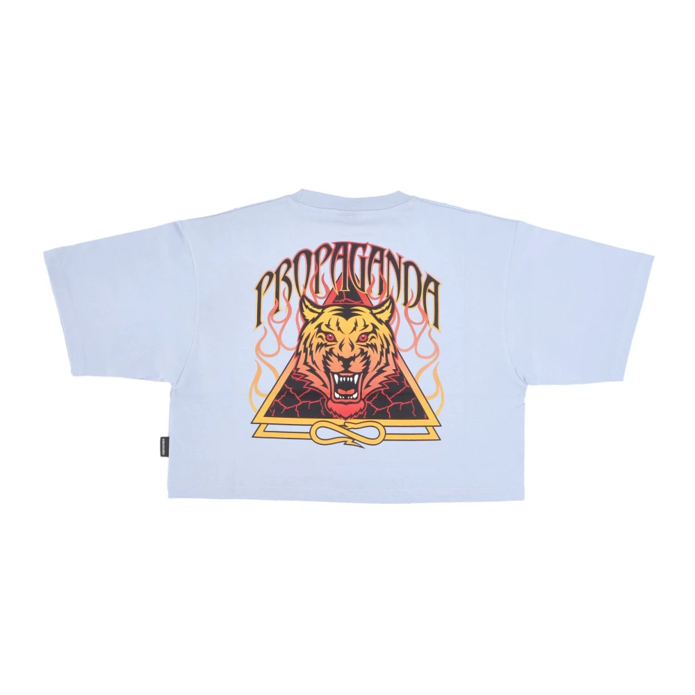 Propaganda Triangle Bengal Crop Top Tee Blue Dames