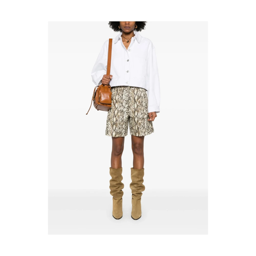 Isabel marant Beige Snake Print Taille Shorts Multicolor Dames