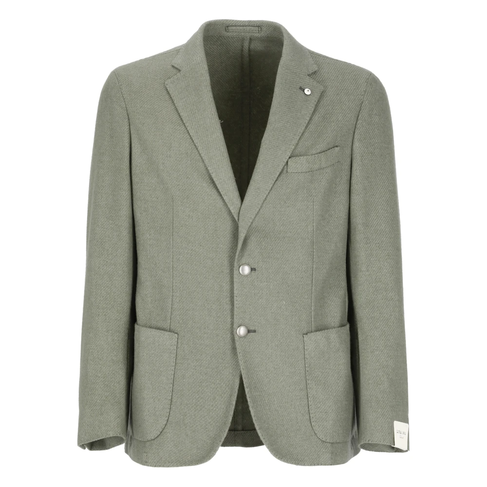 Lubiam Groene wollen jas met peak revers Green Heren