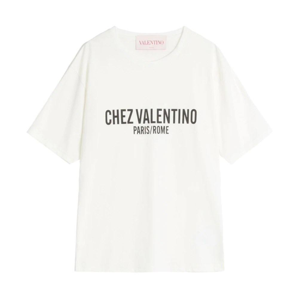 Valentino Garavani Casual Katoenen T-Shirt in Zwart White Dames