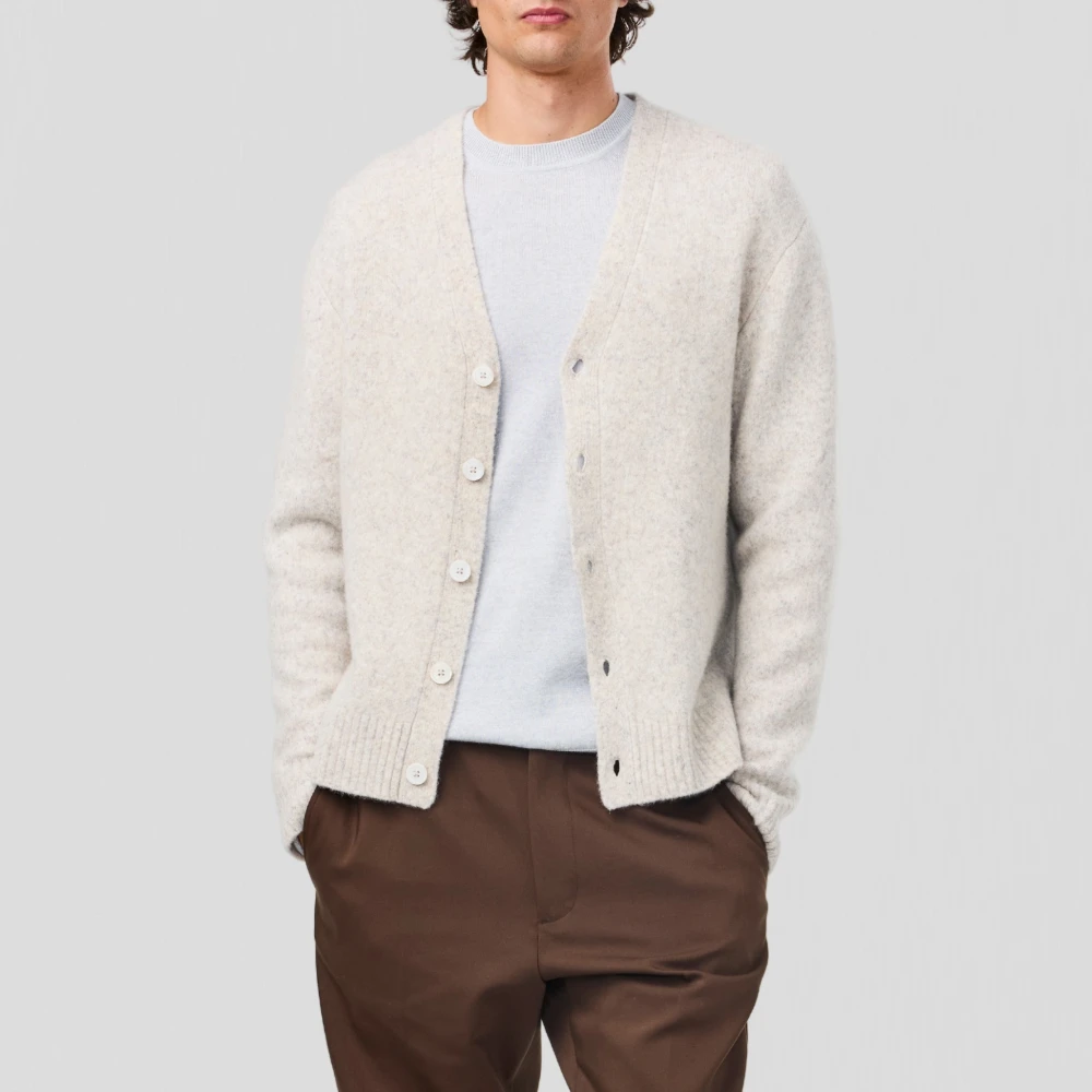 Nn07 Zachte Bouclé V-hals Vest Witte Peper White Heren