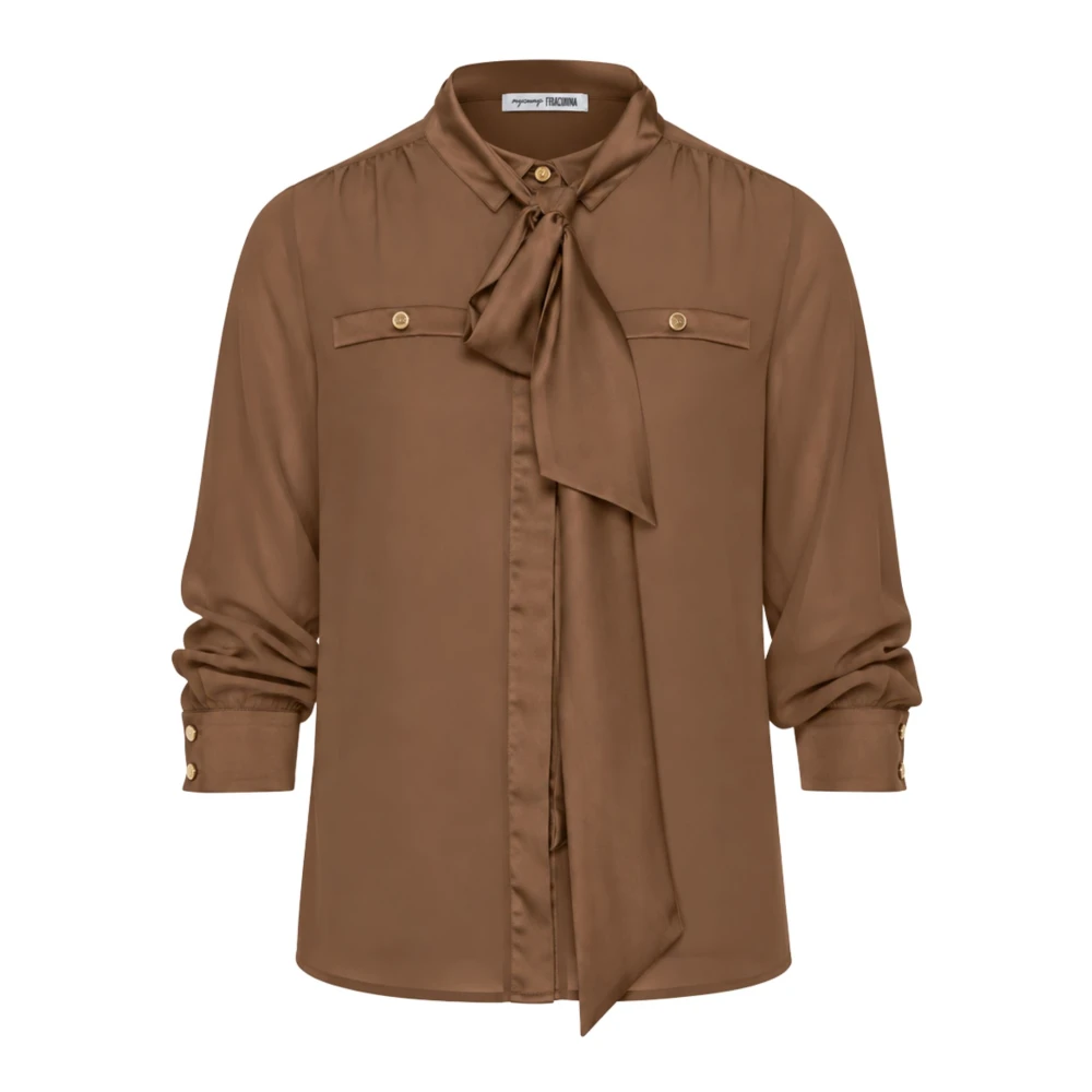 Fracomina Donna Marrone - Camicia Con Fiocco - Blouses & Shirts - S
