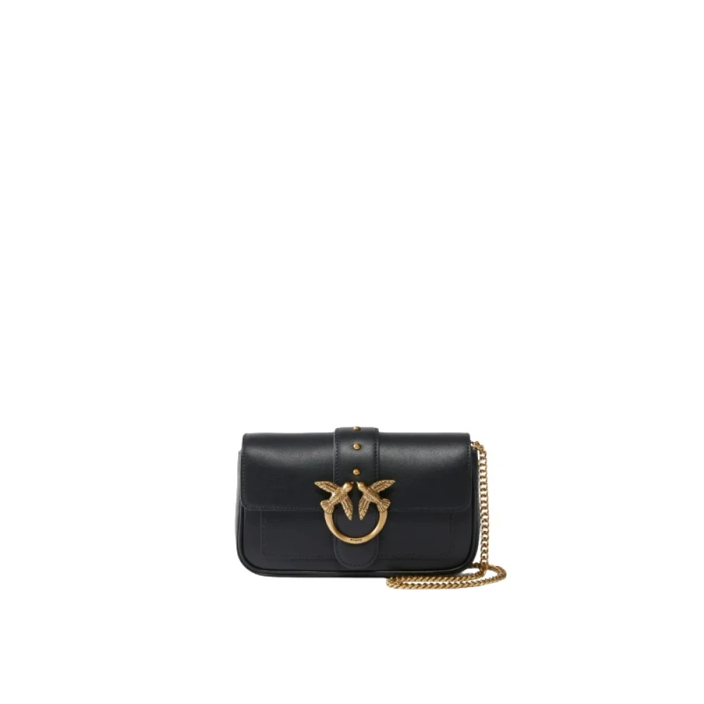 Pinko Love Birds Diamond Cut Pochette Soir Femme Sacs Noir  