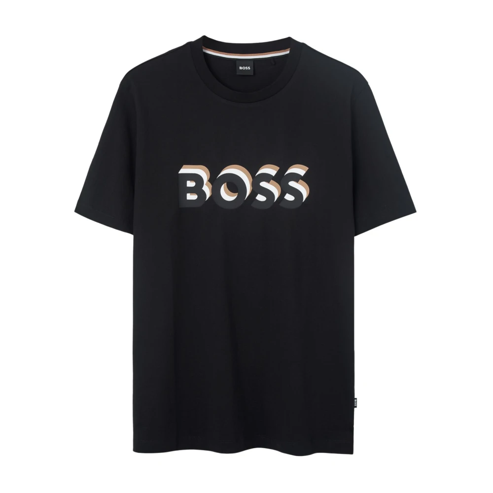 Boss Zwart Bedrukt T-Shirt Black Heren