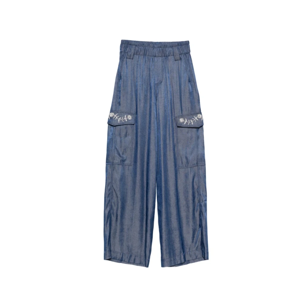 Liu Jo Women's Blue Wide Trousers, L, Wide Trousers