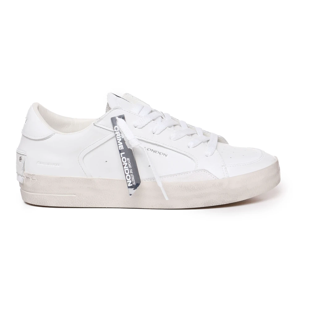 Crime London Vita Lädersneakers med Bandula White, Herr