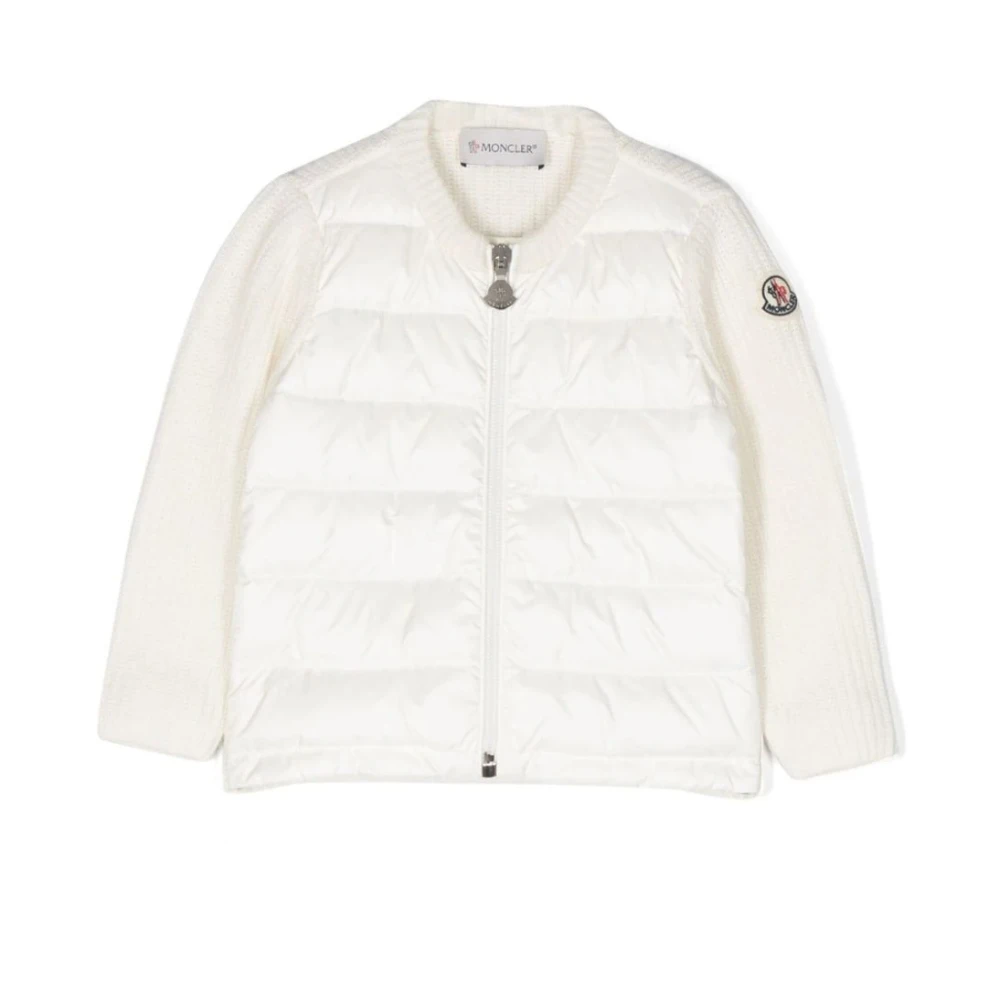 Moncler Barn Vit Tröja med Logopatch och Quiltad Framsida White, Flicka