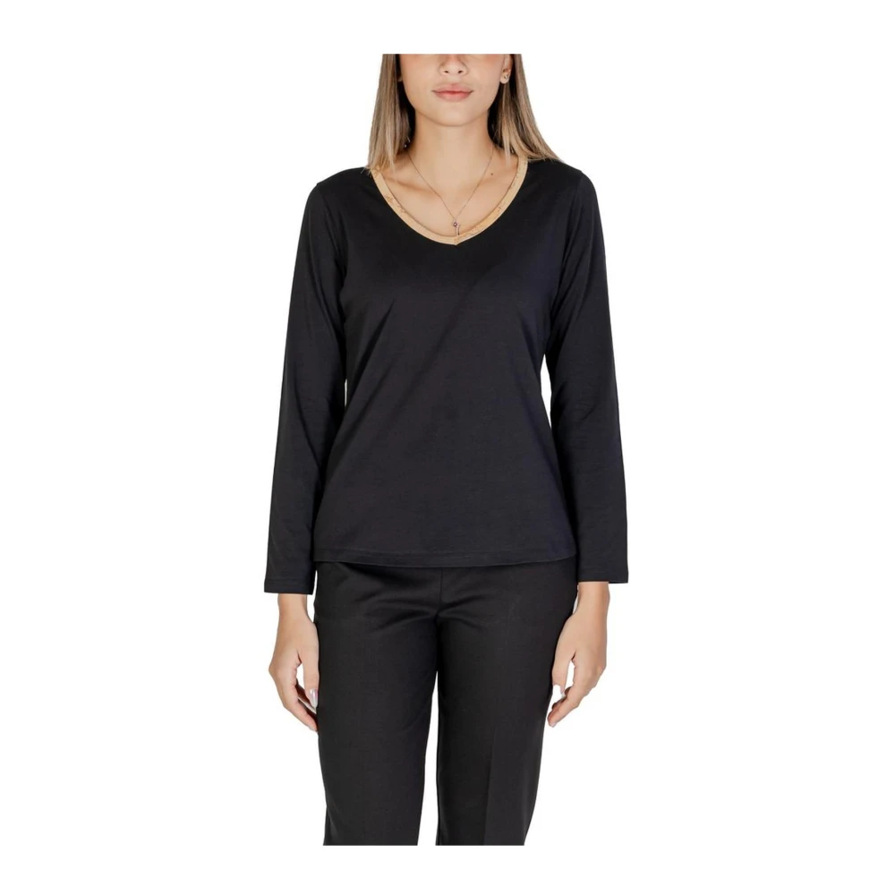 Alviero Martini 1a Classe Zwarte katoenen stretchtops & T-shirts Black Dames