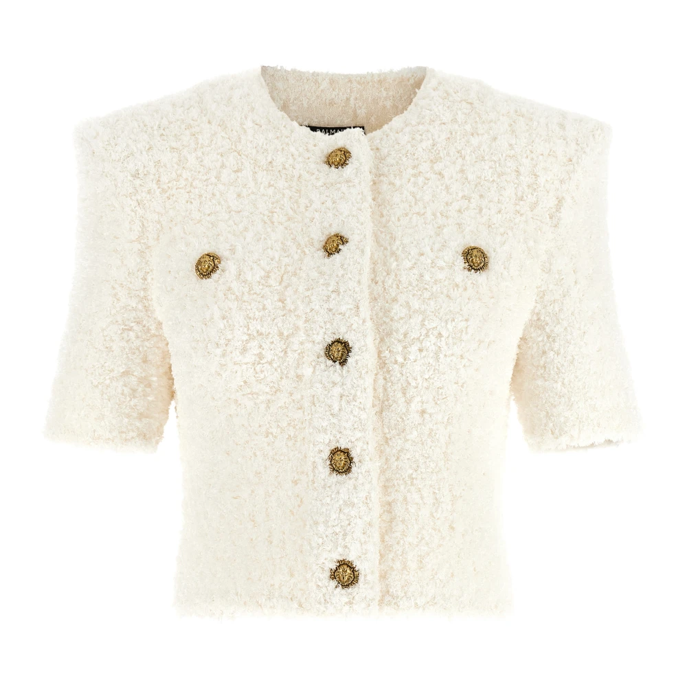 Balmain Women's White Plumetis Tweed Cardigan - Tweed Jackets - Xs - Jackets