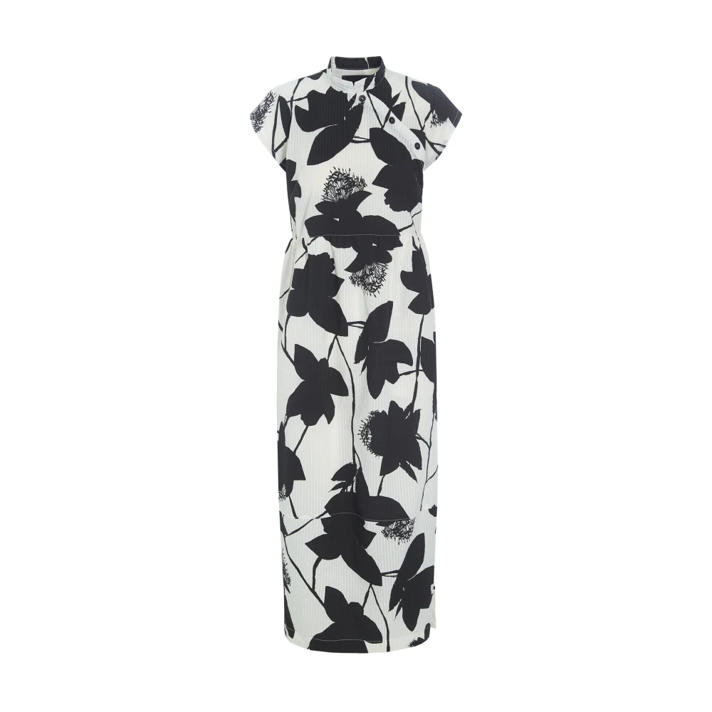 Bitte Kai Rand Seersucker Bloom Jurk met Oosterse Flair Black Dames