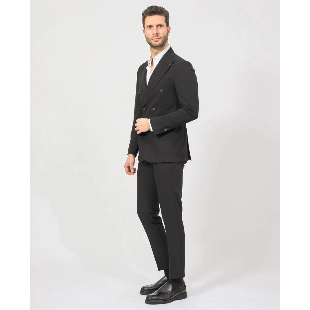 Mulish Zwarte double-breasted jurk met klassieke zakken Black Heren