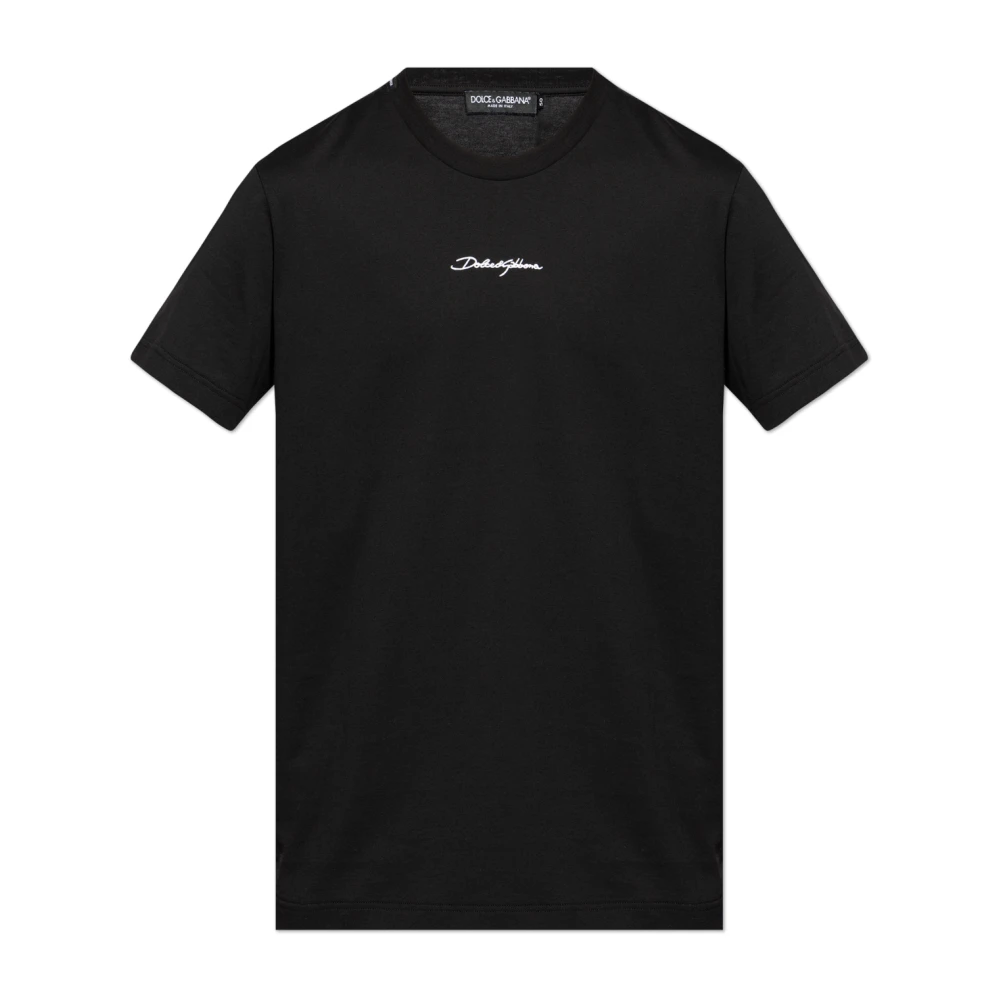 Dolce & Gabbana Men's Black T-Shirt With Logo - T-Shirts - S - Tops