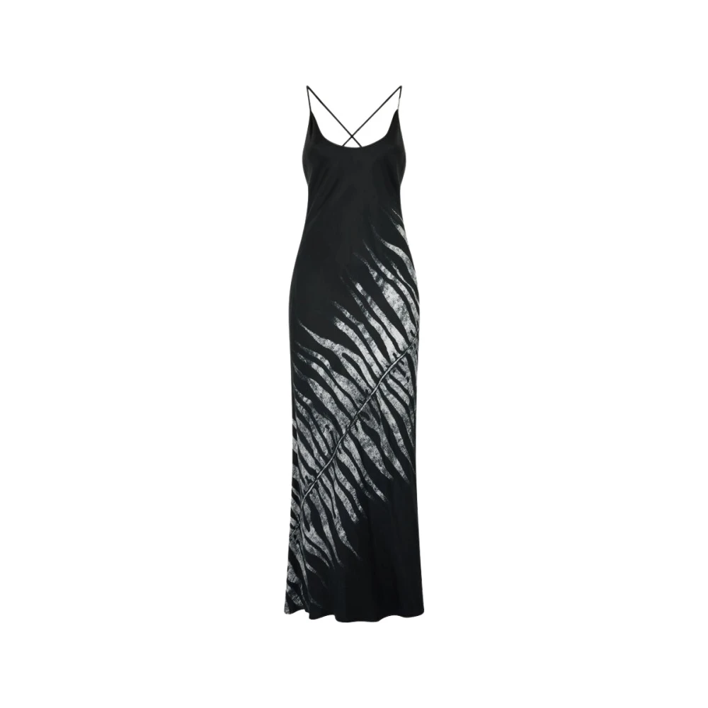 Roberto Cavalli Witte Tigress Print Zijden Jurk Black Dames