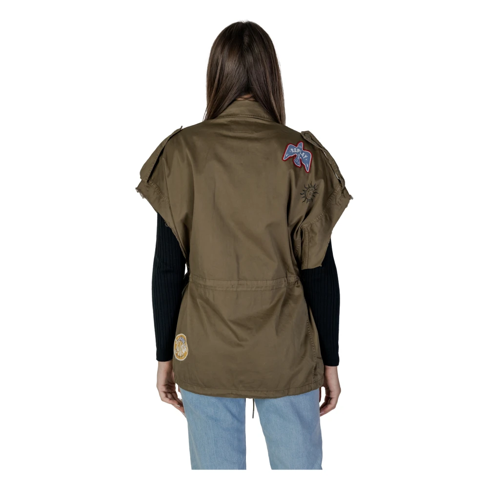 Replay Long Sleeve Cotton Shirt Green Dames