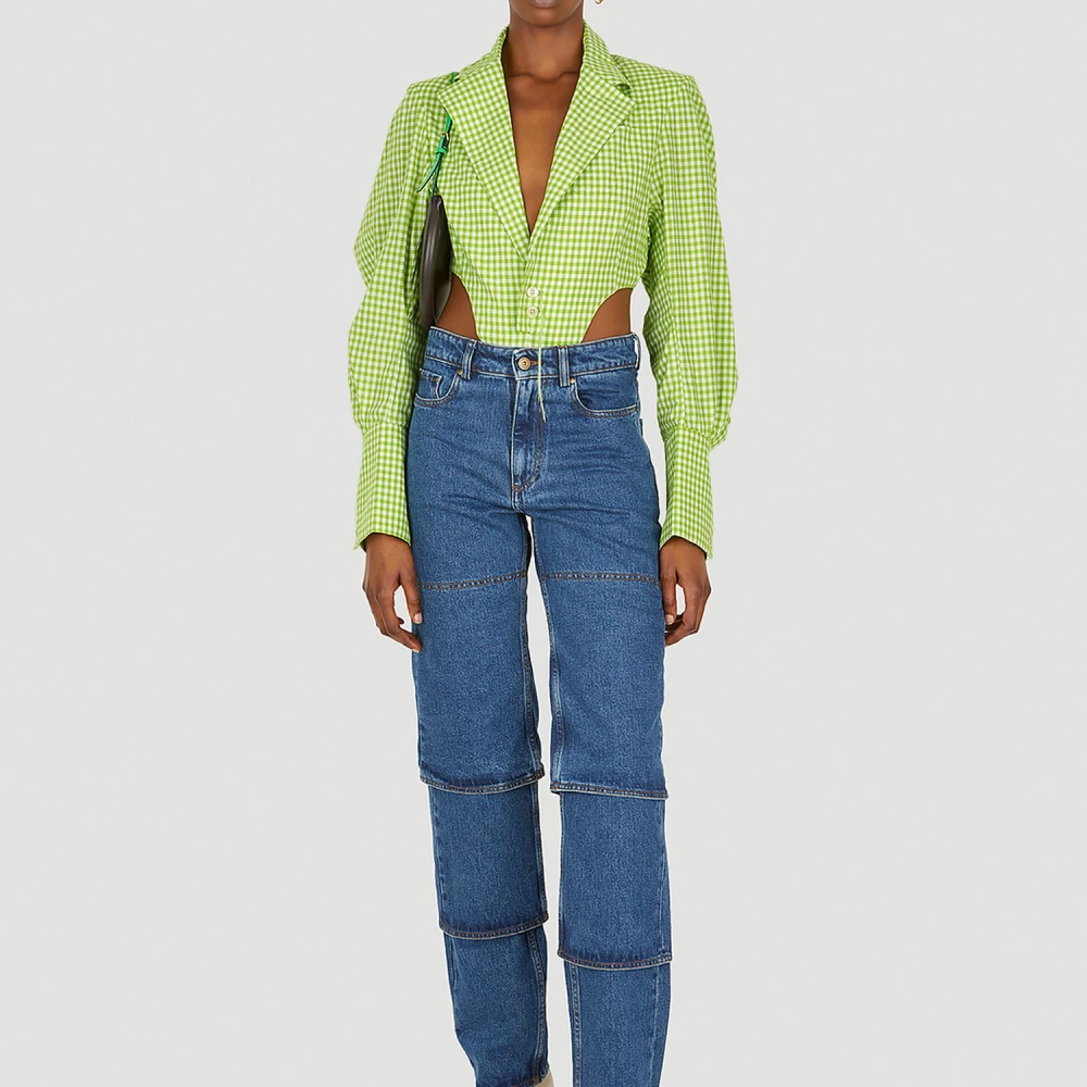 Ninamounah Gingham Bacteria Bodysuit Green Dames