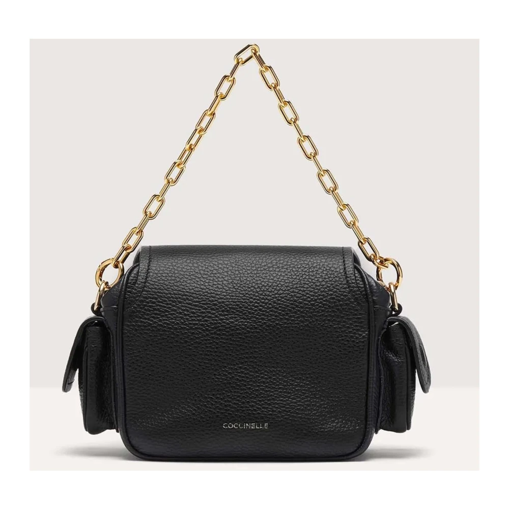Coccinelle Zwarte Leren Crossbody Tas met Rits Black Dames