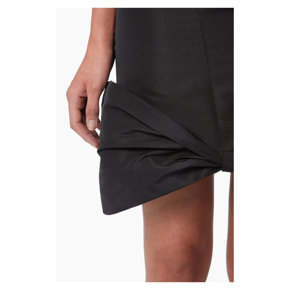 Nina Ricci Zwarte Taffeta Bow Peplum Midi Rok Black Dames