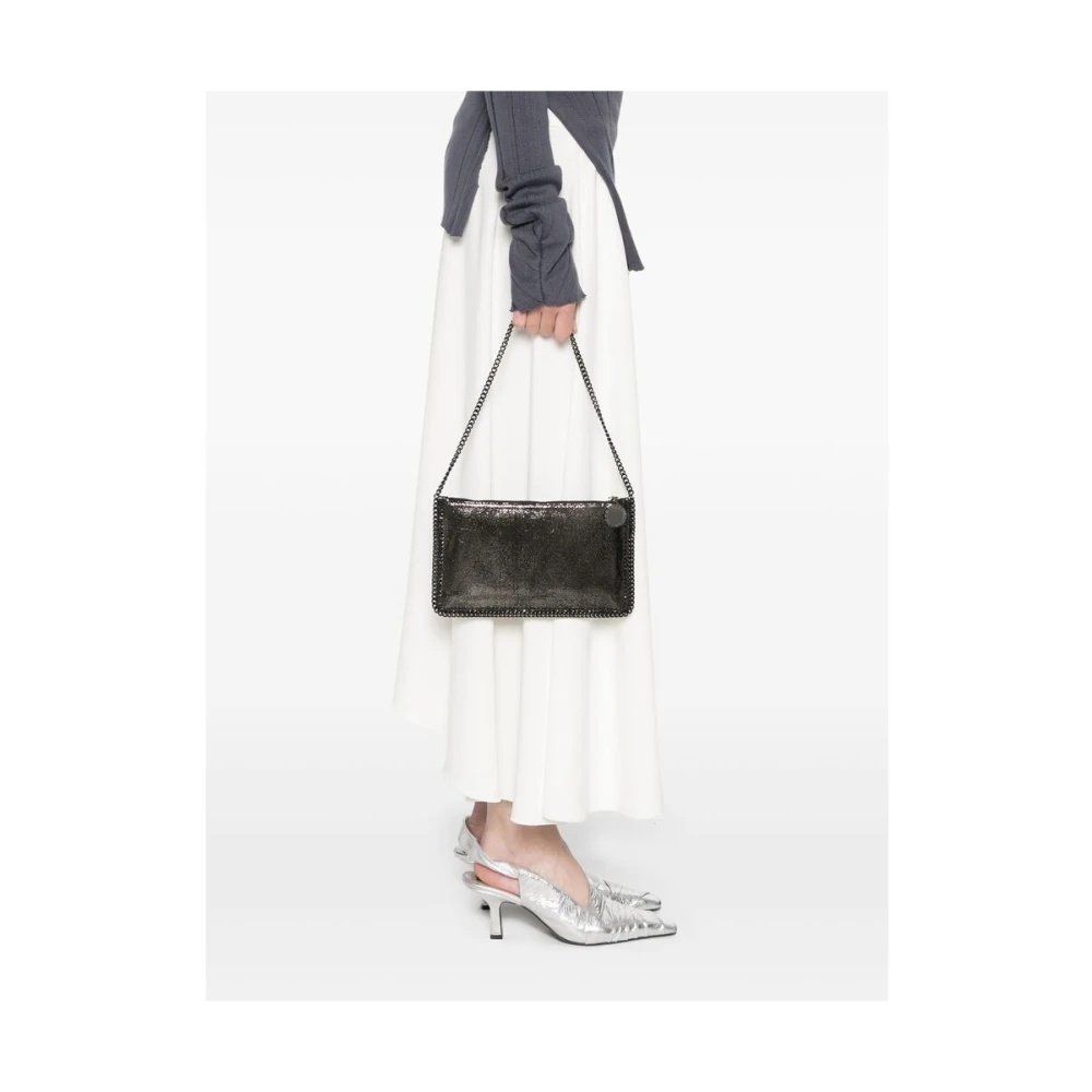 Stella Mccartney Metallic Finish Chain-Link Schoudertas Gray Dames