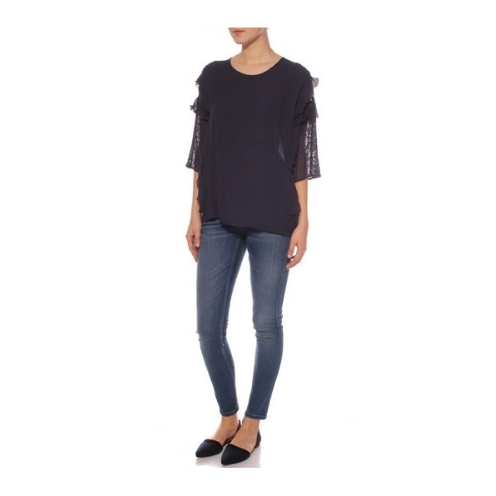 Twinset Indigo Kantmouw Top Blue Dames