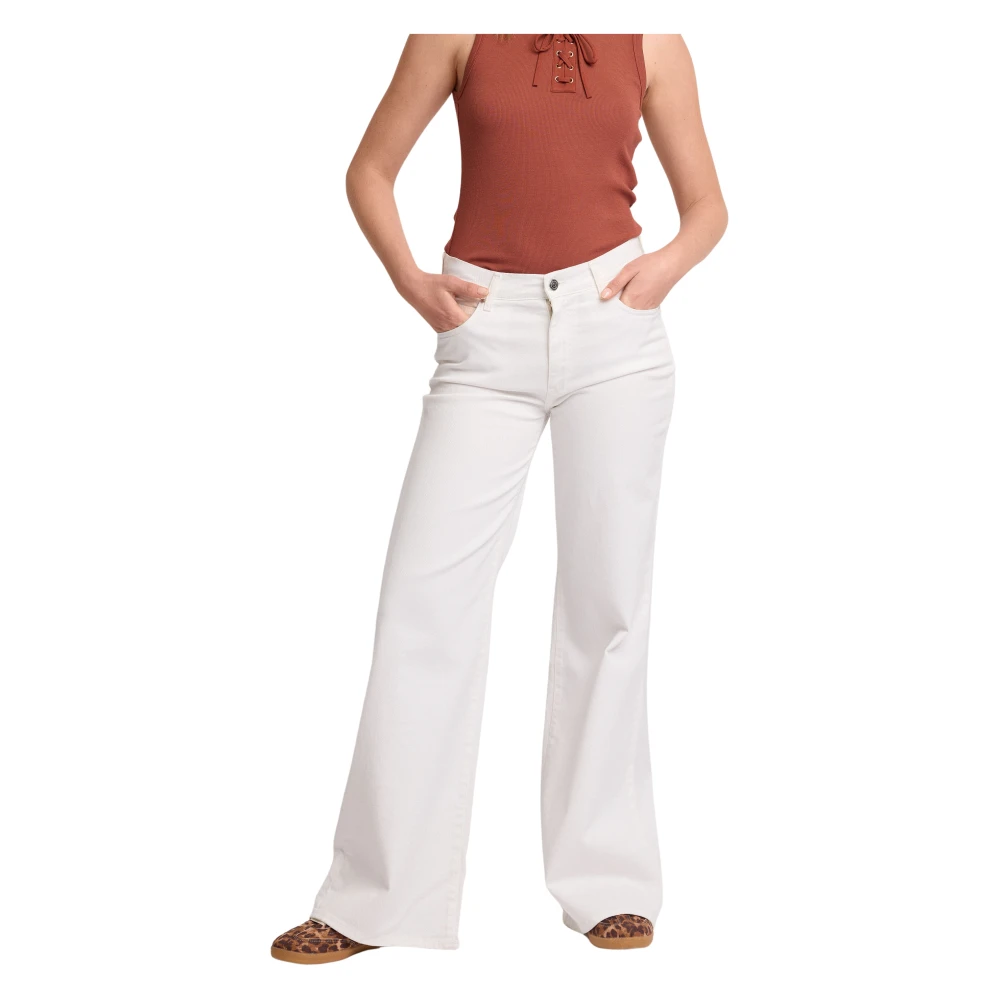 Kocca Women's White Flare Jeans, Xs, Flared Cotton Trousers
