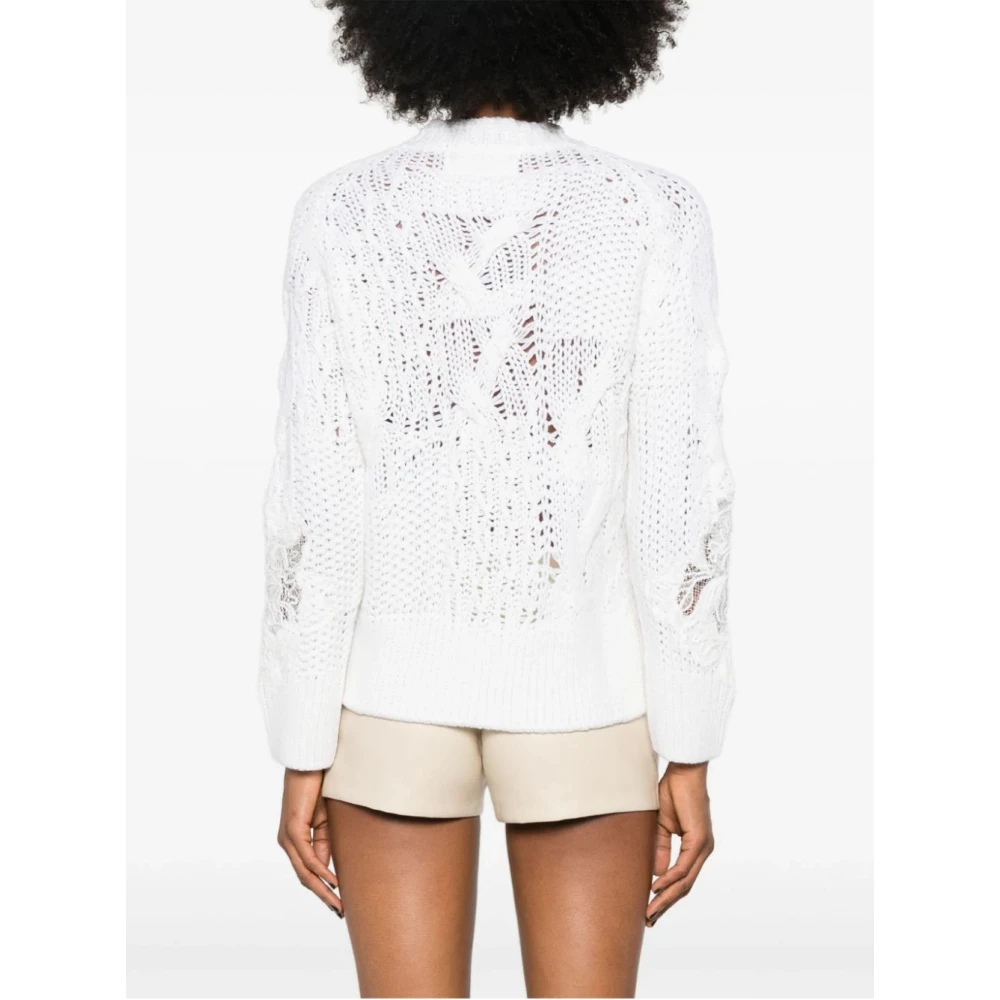 Ermanno Scervino Luxe trui met lange mouwen en ronde hals White Dames