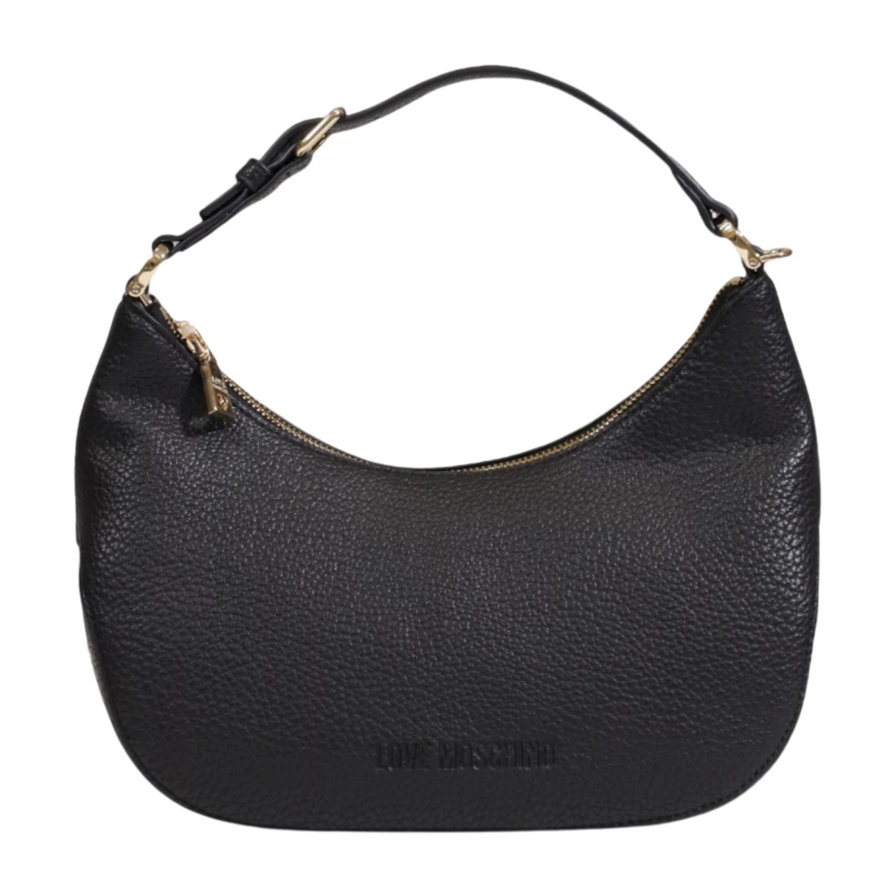 Love Moschino Zwarte Eenvoudige Handtas met Rits Black Dames