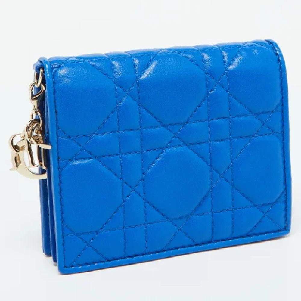 Dior Vintage Pre-owned Leather wallets Blue Dames