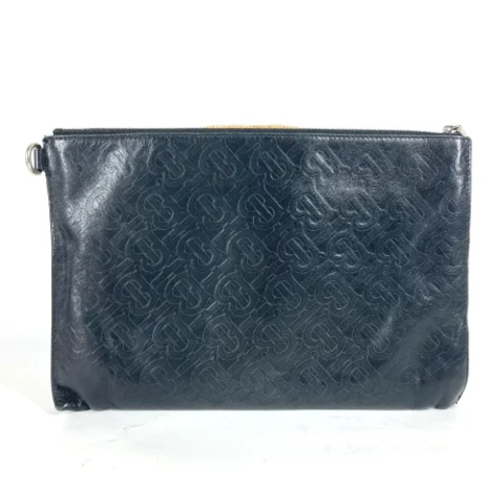 Burberry Vintage Pre-owned Leather clutches Black Dames