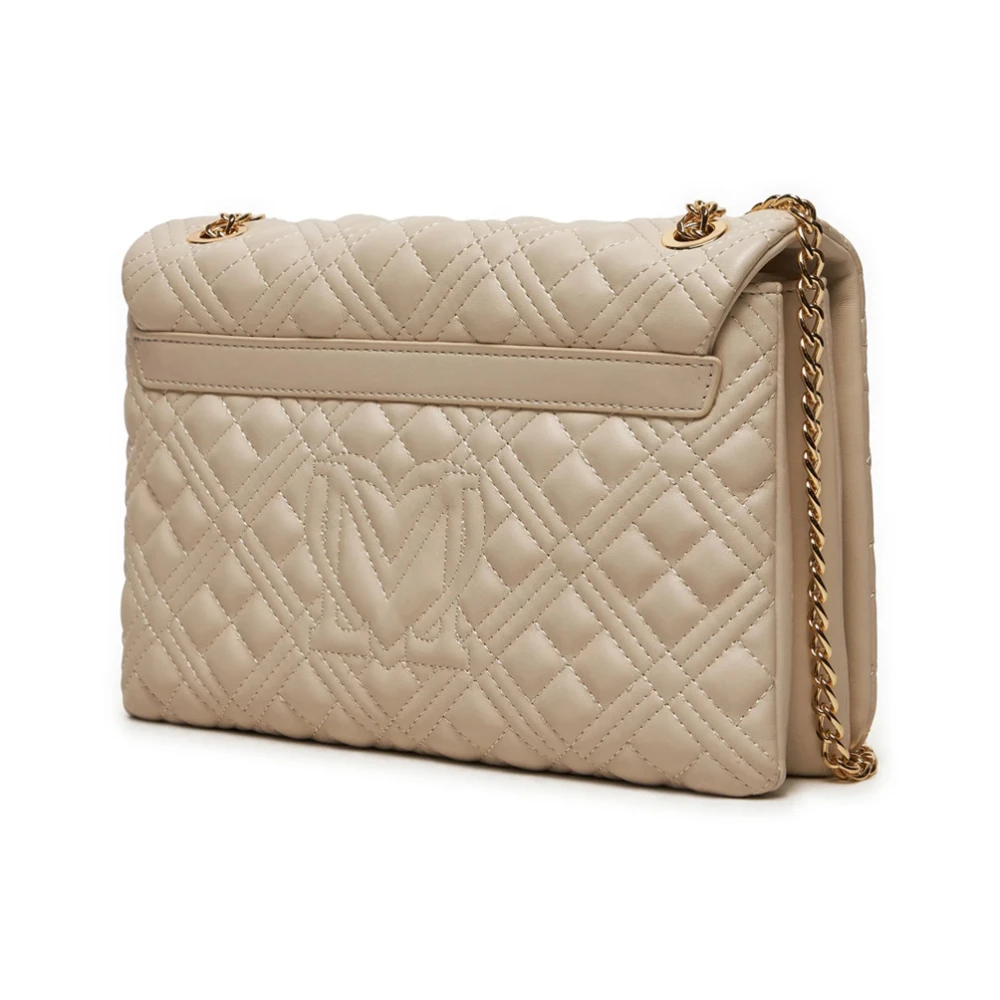 Love Moschino Quilted Pu Schoudertas Ivory Trendy Beige Dames