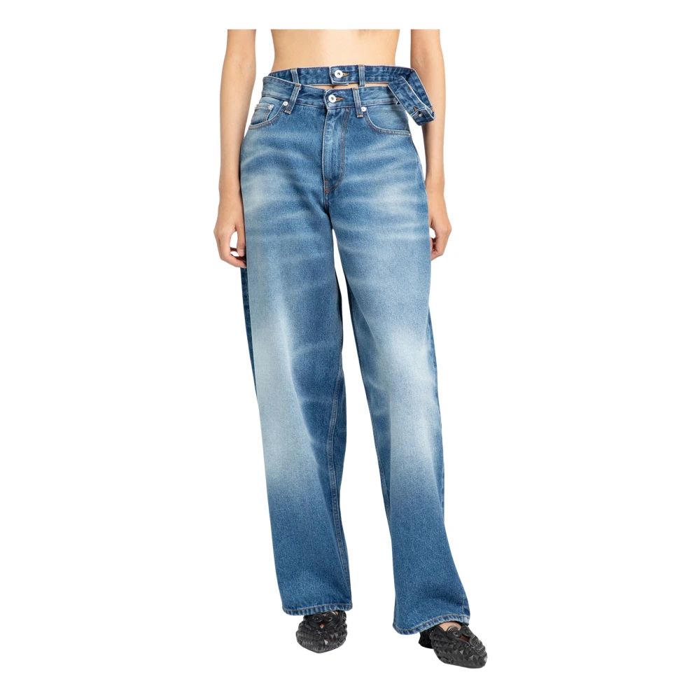 Y Project Mid Blue Multi-Tailleband Jeans Blue Dames