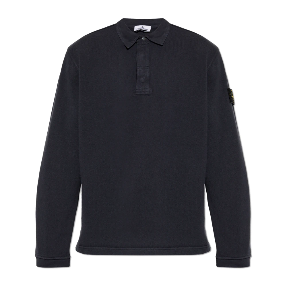 Stone Island , Polo Shirts, Male, Blue, L, Sweatshirt With Logo Patch