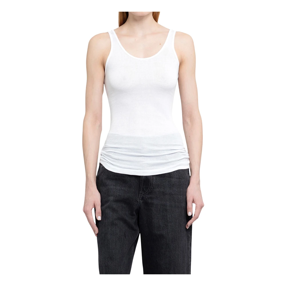 James Perse Witte Geribbelde Tanktop White Dames