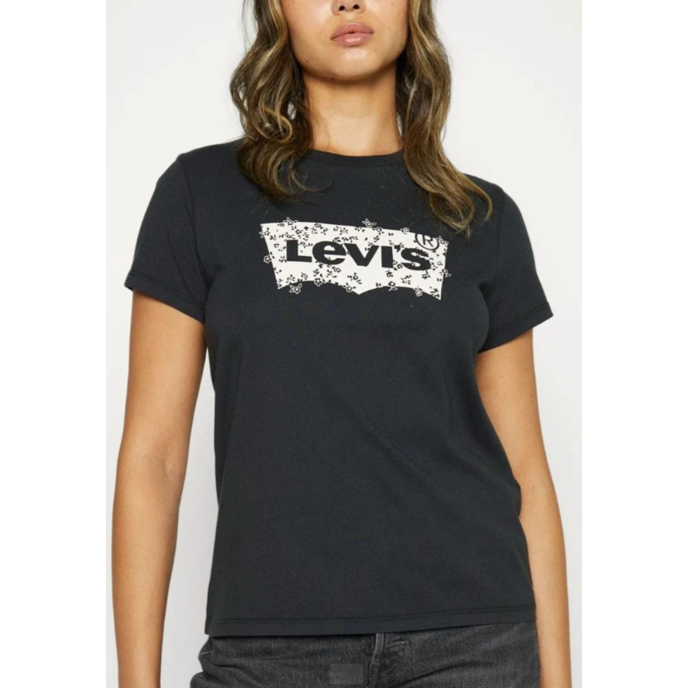 Levi's Dames Perfecte Tee Zwart Wit Black Dames