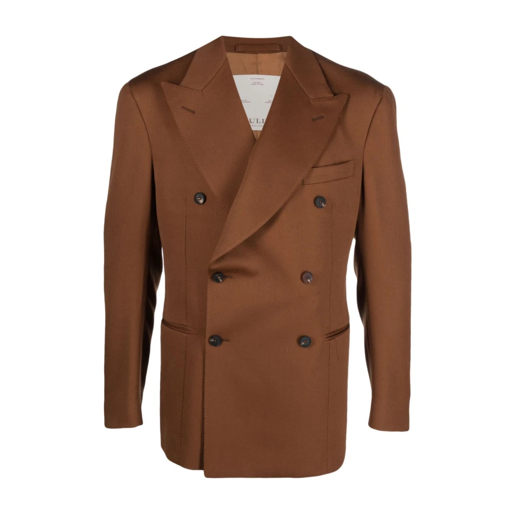 Giuliva Heritage Tobacco Brown Dubbelbreasted Blazer Brown Heren