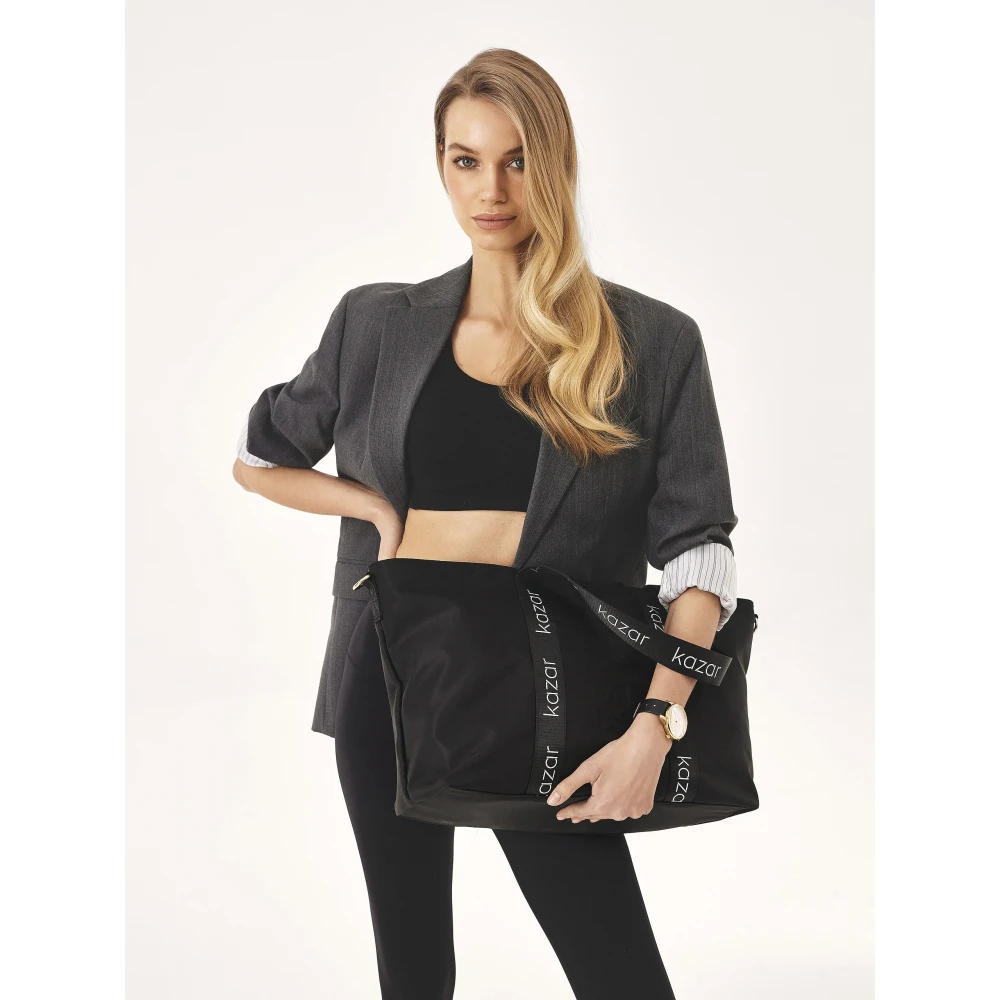 Kazar Textiel tote tas met logo riem Black Dames
