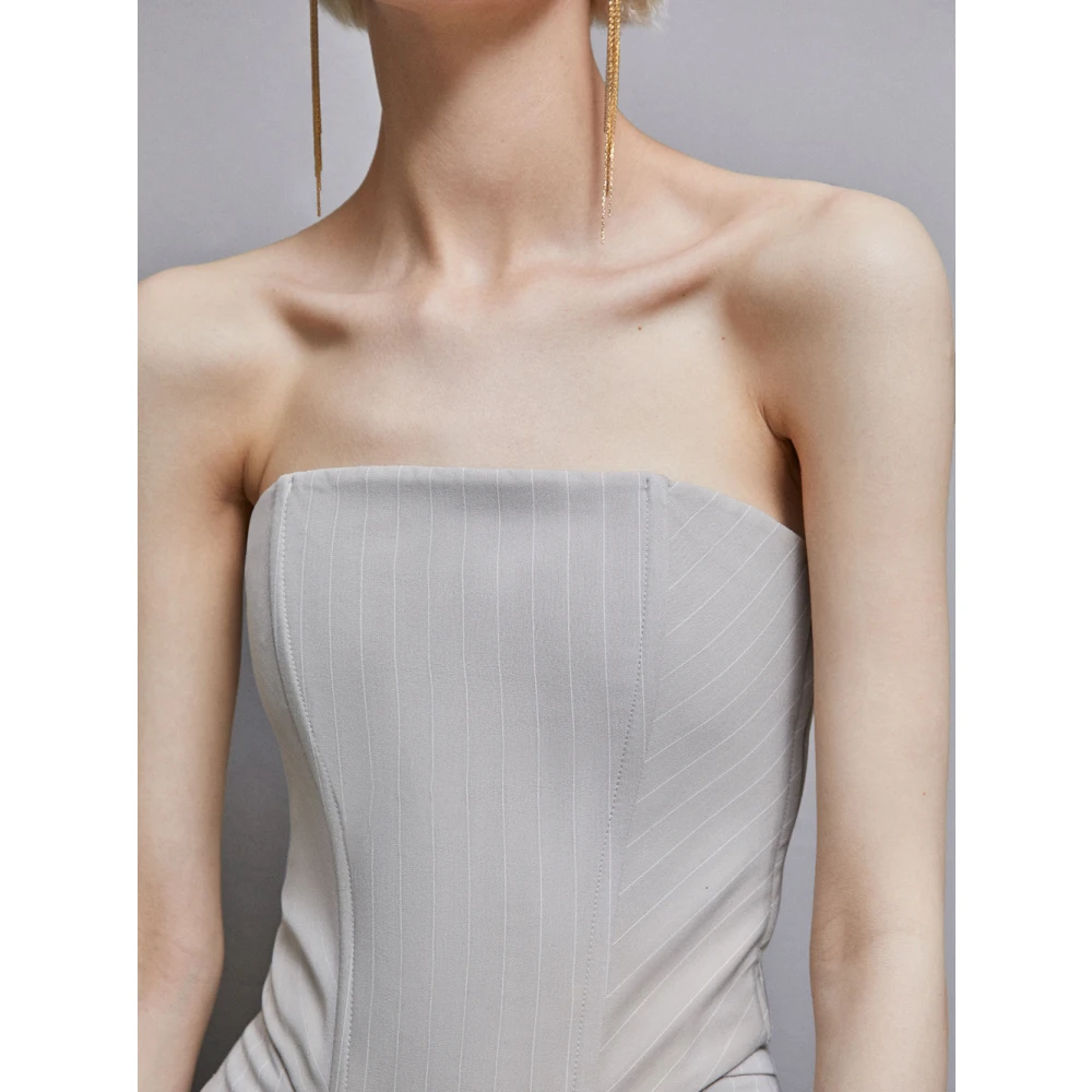 PATRIZIA PEPE Grijze Gestreepte Mouwloze Top Gray Dames
