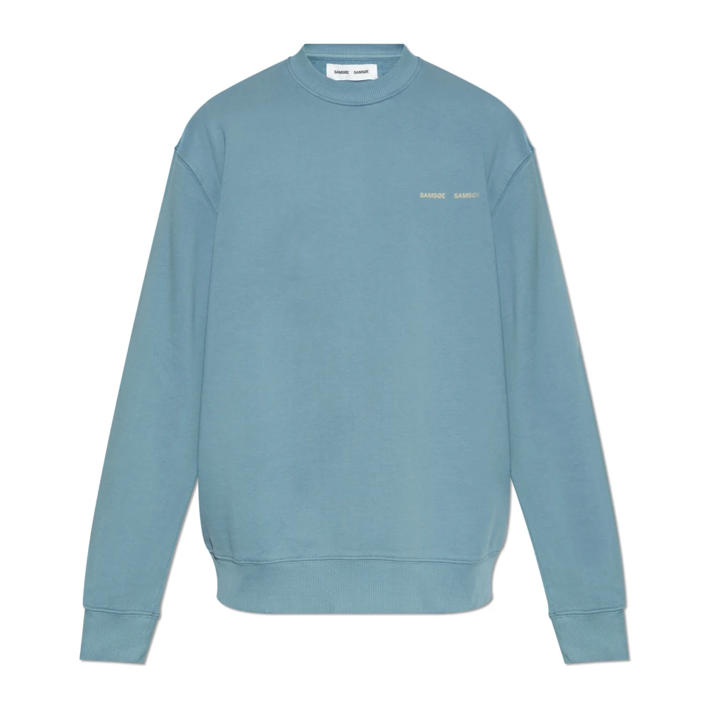 Samsøe Samsøe Sweatshirt med logotyp Norsbro Blue, Herr