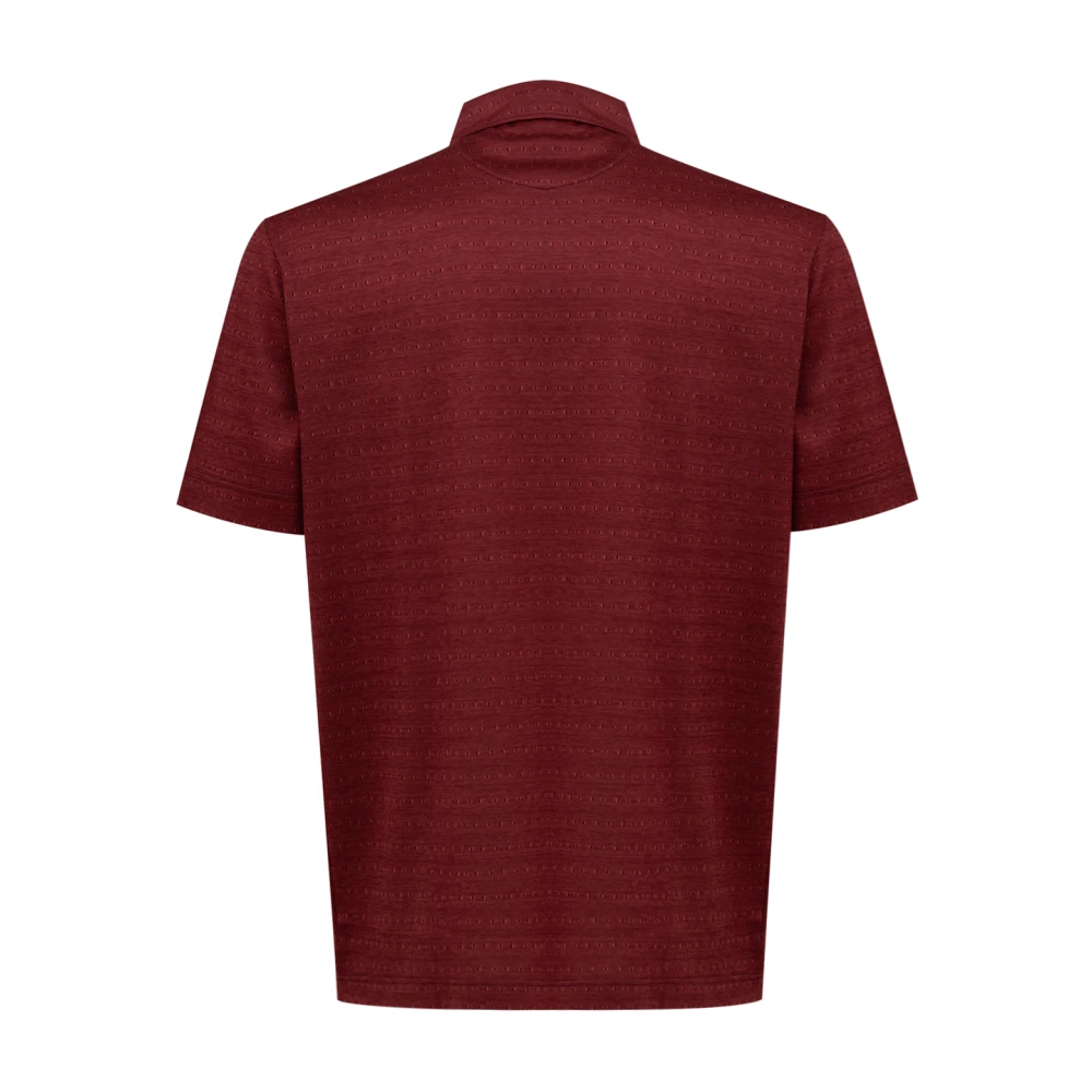 Canali Bordeaux korte mouw polo shirt Red Heren