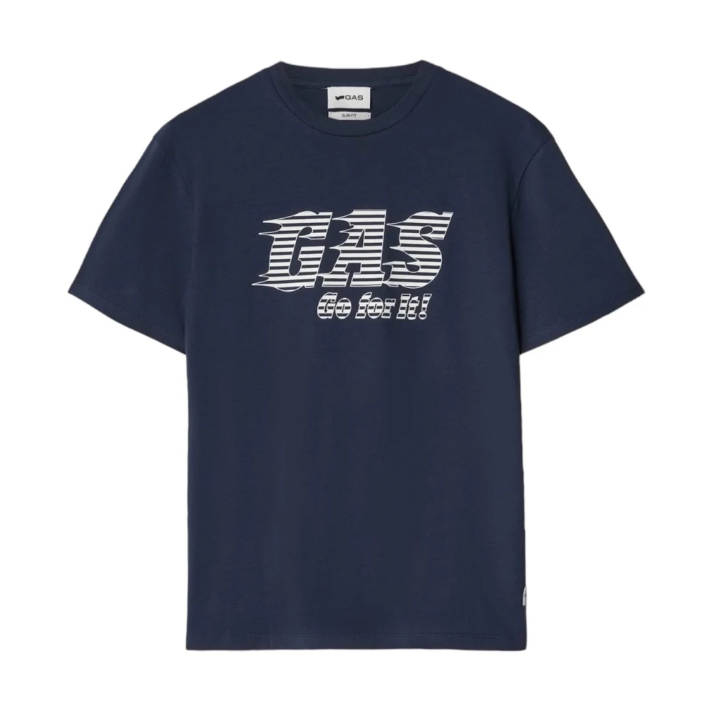 GAS Korte Mouw T-shirt Blue Heren
