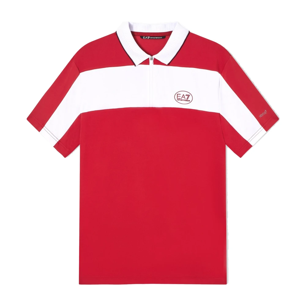 Emporio Armani Ea7 Mannelijk Rood Tops Heren, L, Polyester, Tennis Pro Polo