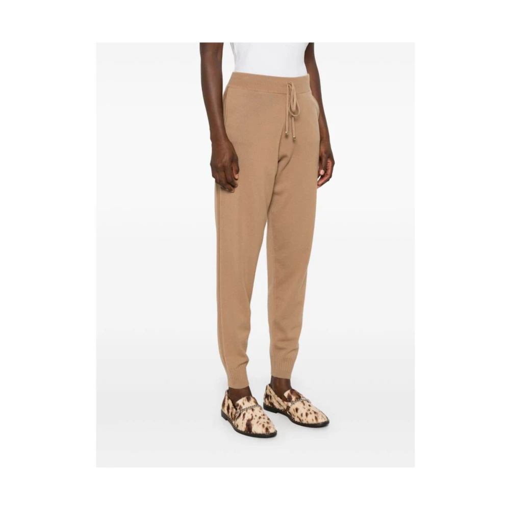 Stella Mccartney Kameelwollen gebreide broek taps toelopende pijp Brown Dames
