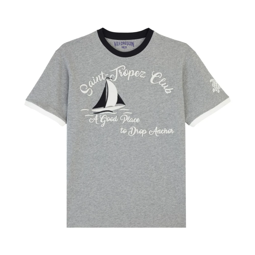 Vilebrequin Katoenen Sail T-Shirt met Ronde Hals Gray Heren