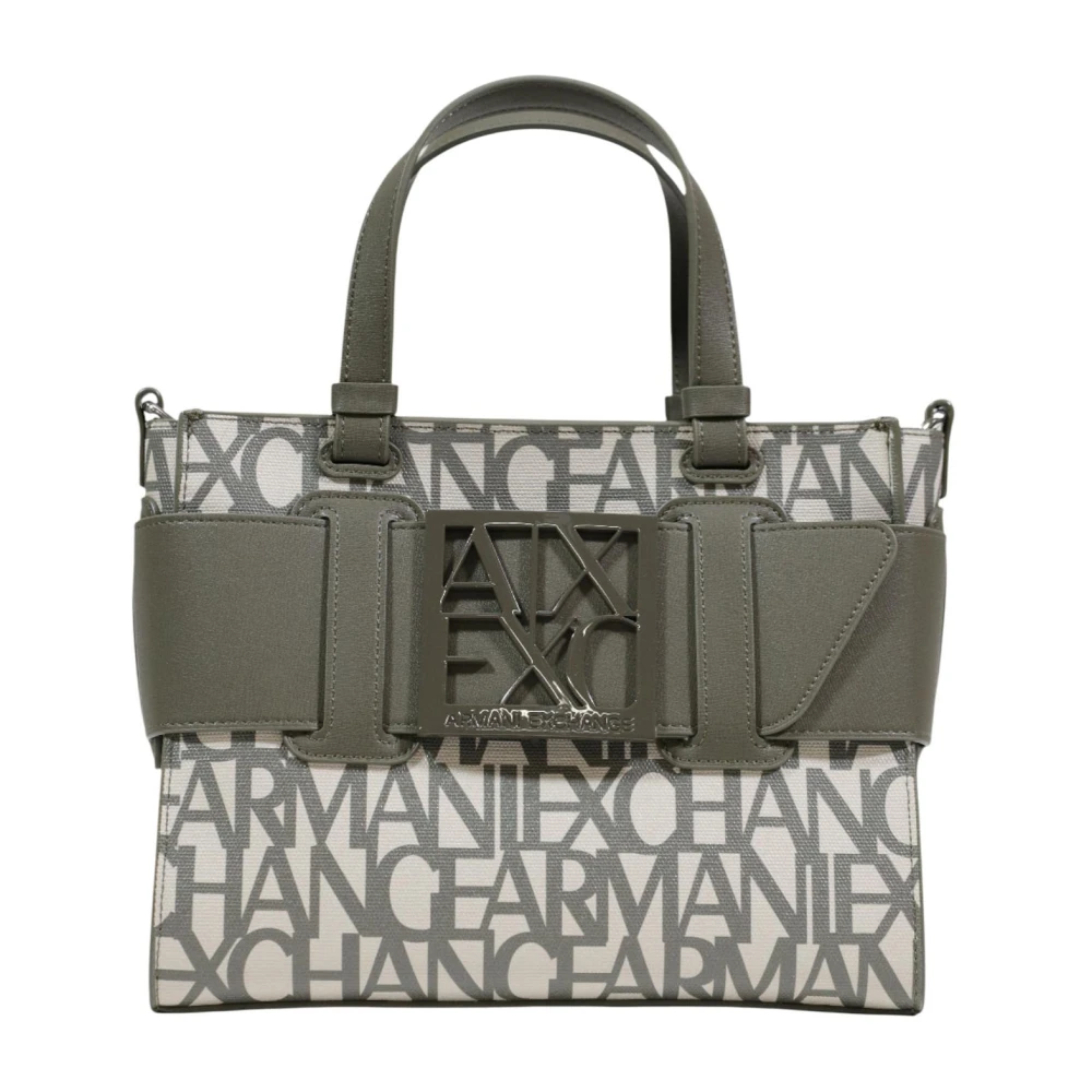 Armani Exchange Women's Green Medium Tote Bag With Contrasting Detail