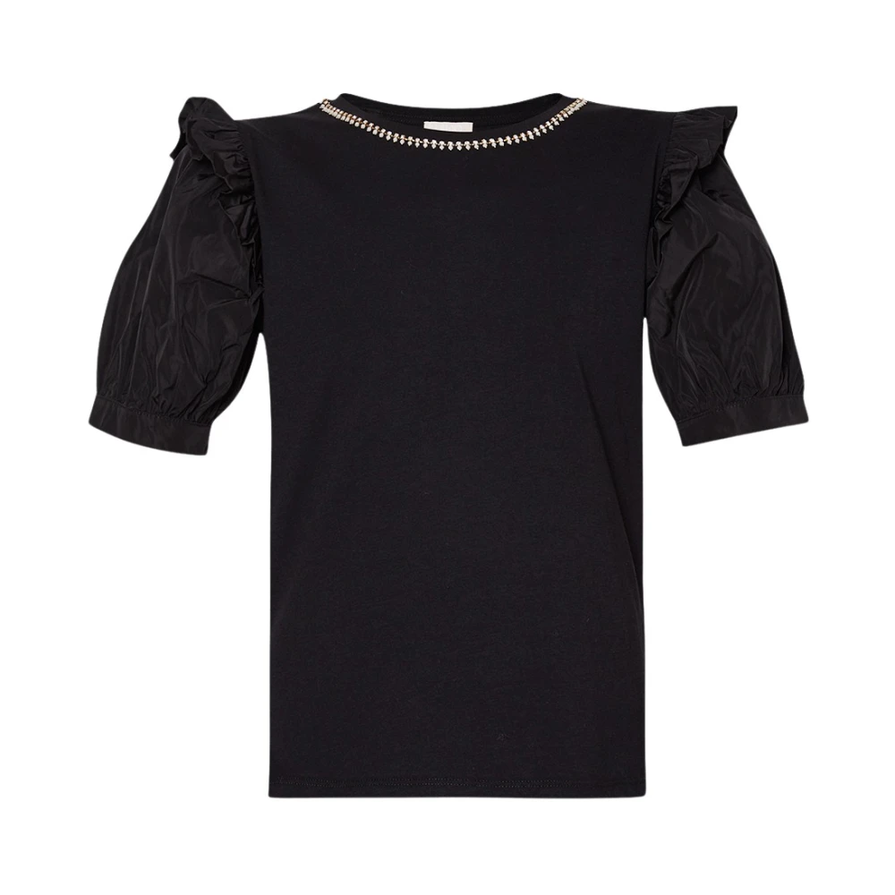 Liu Jo Jersey en Taffeta T-shirt Black Dames